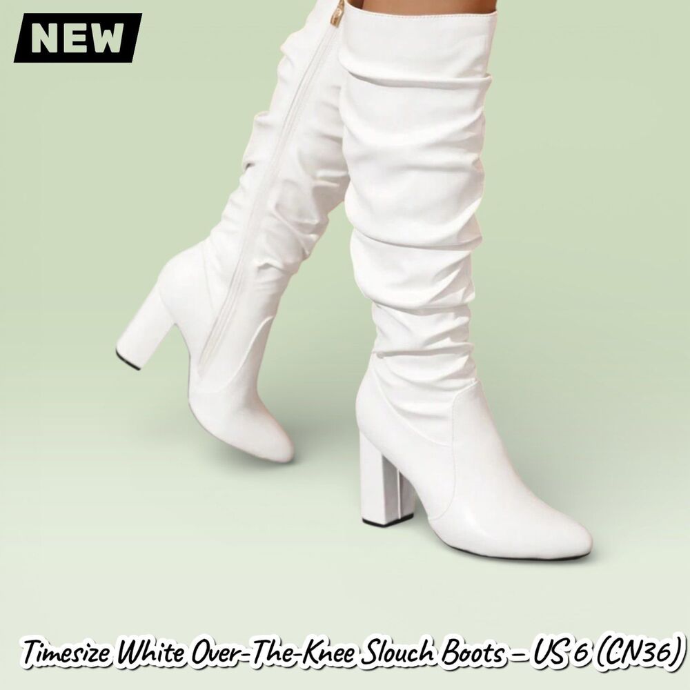 New NIB Timesize White Over-The-Knee Slouch Boots – US 6 (CN36) - Picture 9 of 11